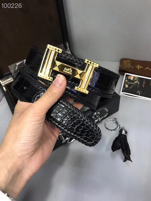 HERMES皮帶 A級進口鱷魚編織肚皮 全手工編織 高品質 愛馬仕男腰帶  hgh1939